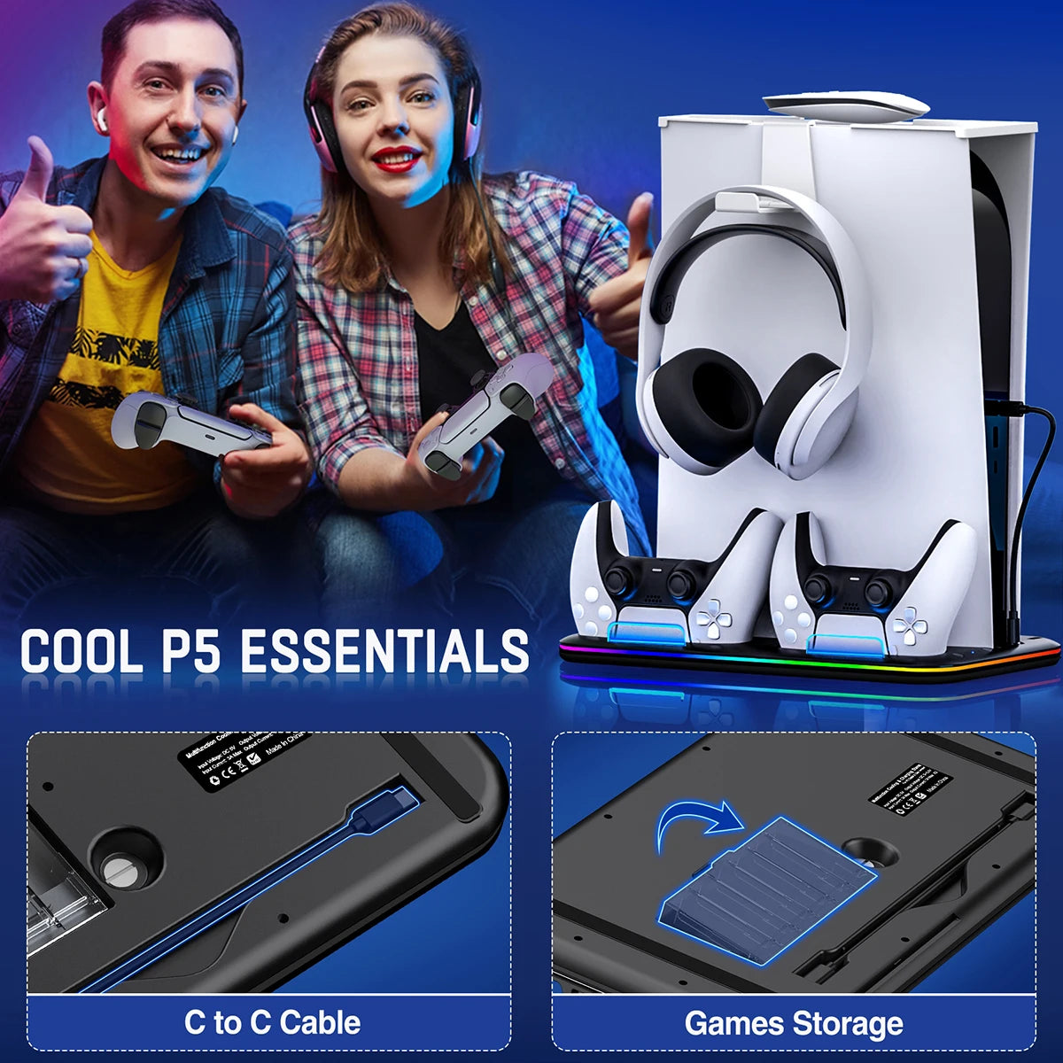 Cooling Fan & Charging Dock For Ps5